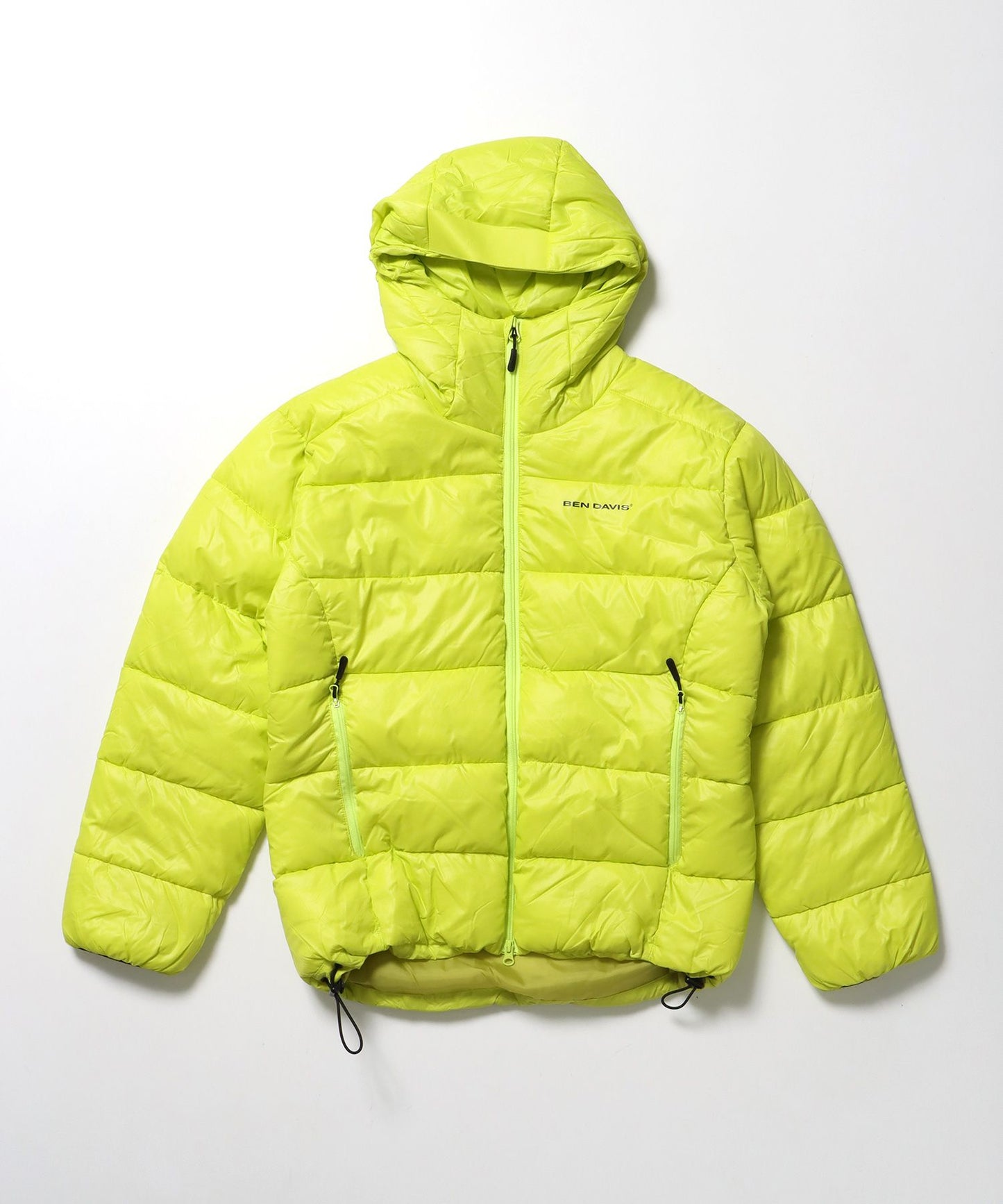 【BEN DAVIS（ベンデイビス）】BD HOODED PUFFER JACKET / オーバーサイズ フーディ ジャケット 中綿 ダウン パファー ドローコード イエロー