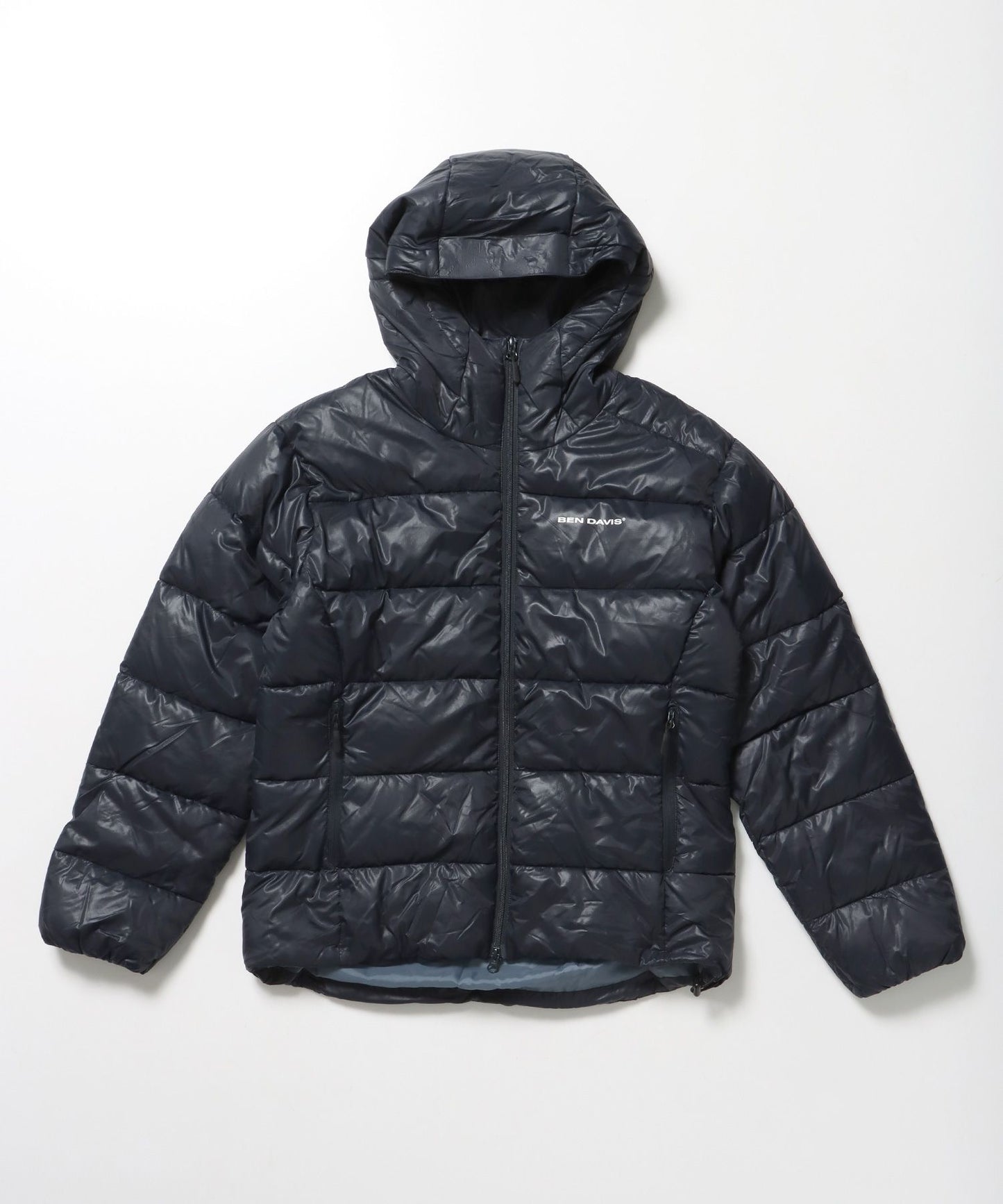 【BEN DAVIS（ベンデイビス）】BD HOODED PUFFER JACKET / オーバーサイズ フーディ ジャケット 中綿 ダウン パファー ドローコード ダークネイビー