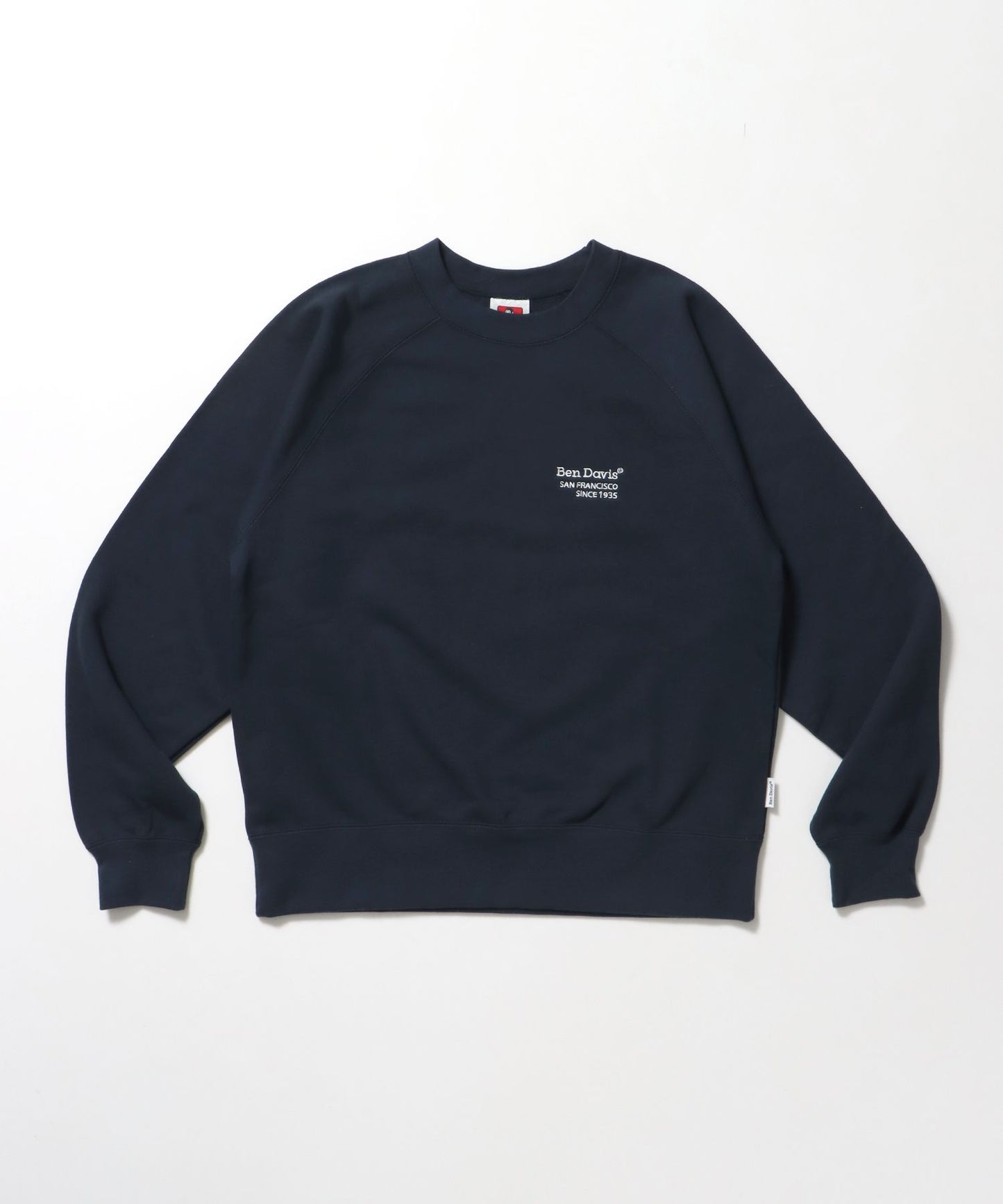 【BEN DAVIS（ベンデイビス）】70’s FIT RAGLAN SWEATSHIRT / スウェット クルーネック 裏毛 刺繍 ラグラン 短丈 レギュラーサイズ ネイビー