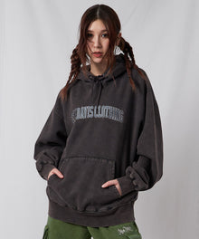 ARCH LOGO FADED HOODIE / パーカー フーディ 加工 刺繍 裏起毛 ダークブラウン