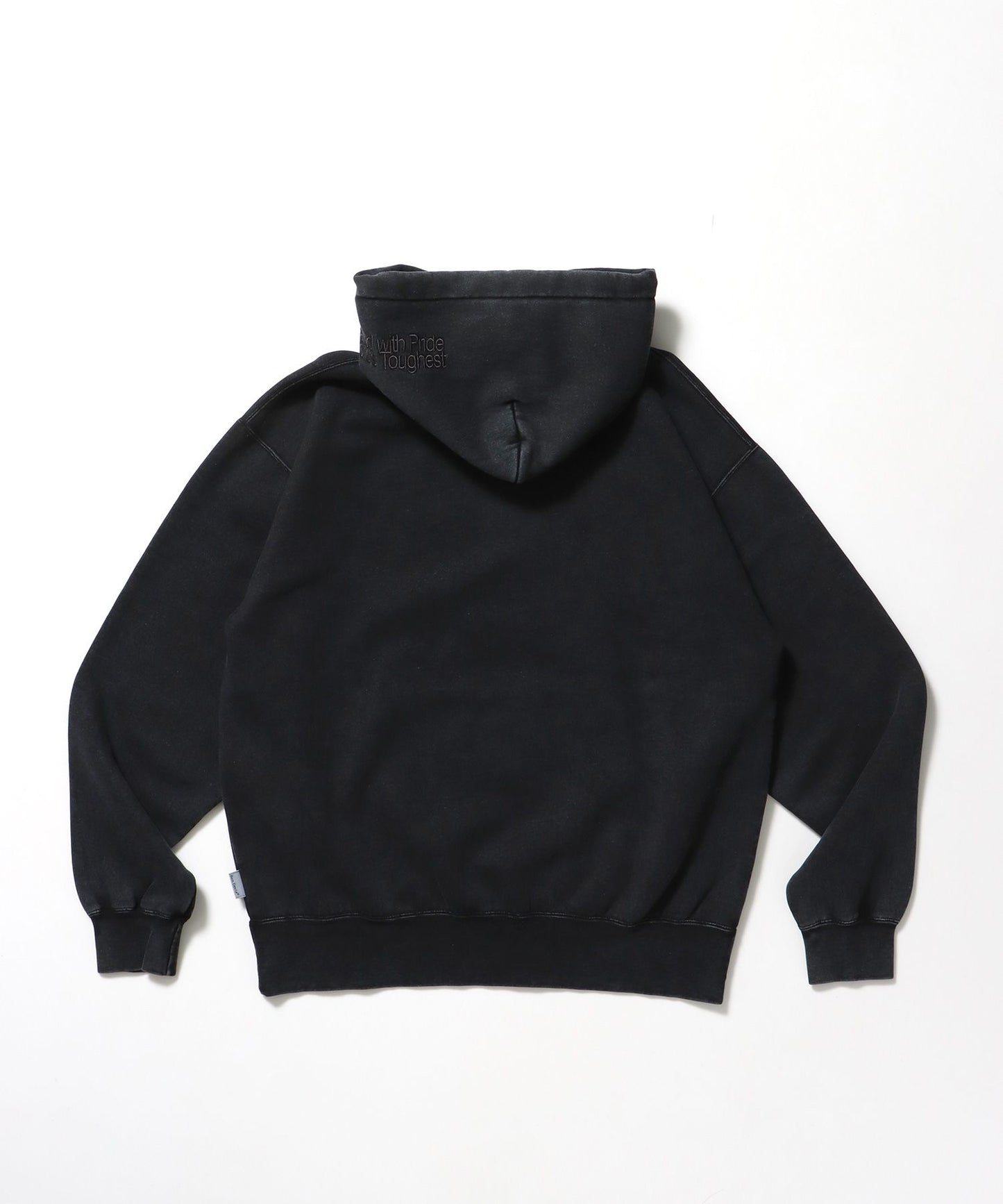 ARCH LOGO FADED HOODIE / パーカー フーディ 加工 刺繍 裏起毛 ブラック