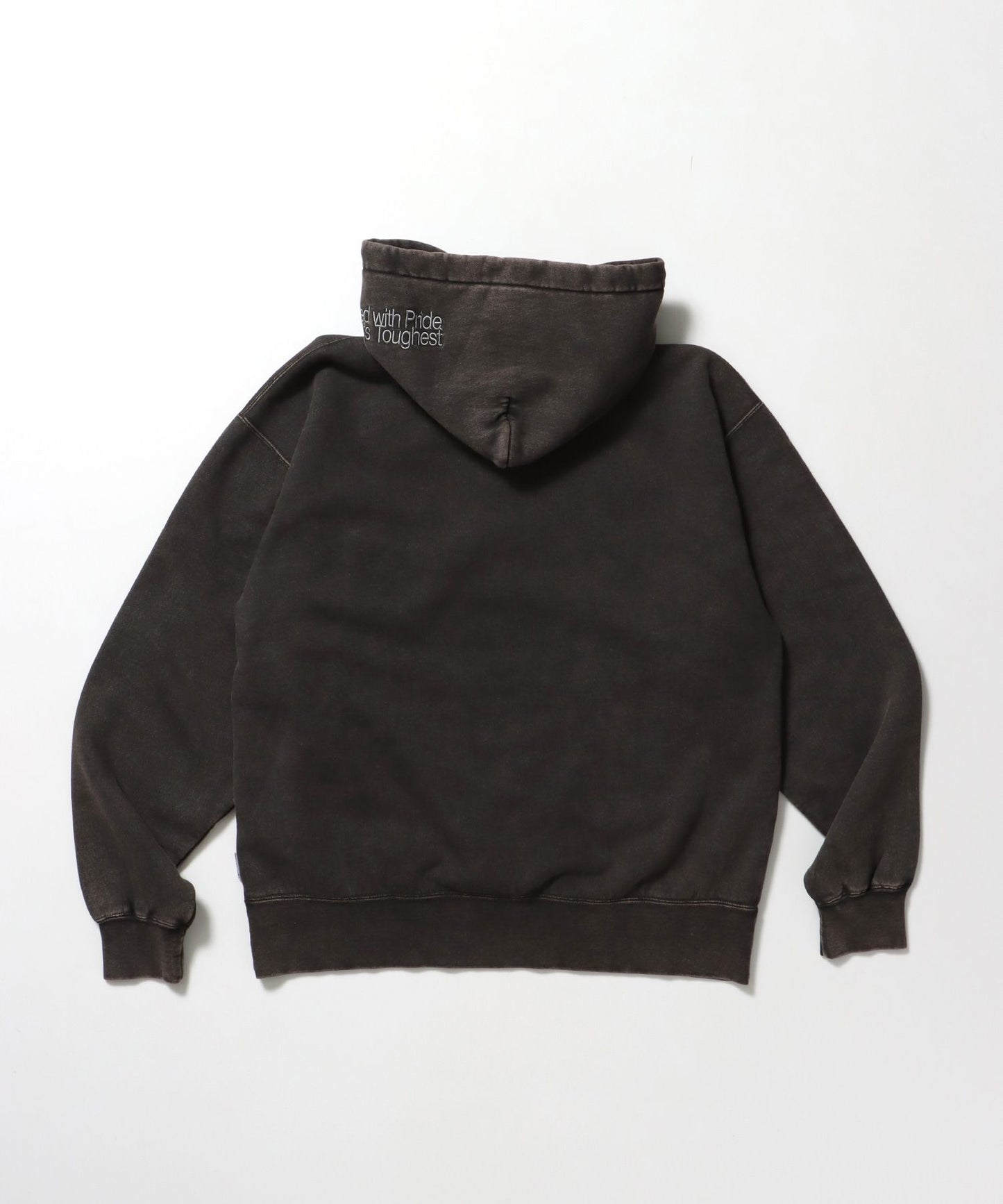 ARCH LOGO FADED HOODIE / パーカー フーディ 加工 刺繍 裏起毛 ダークブラウン