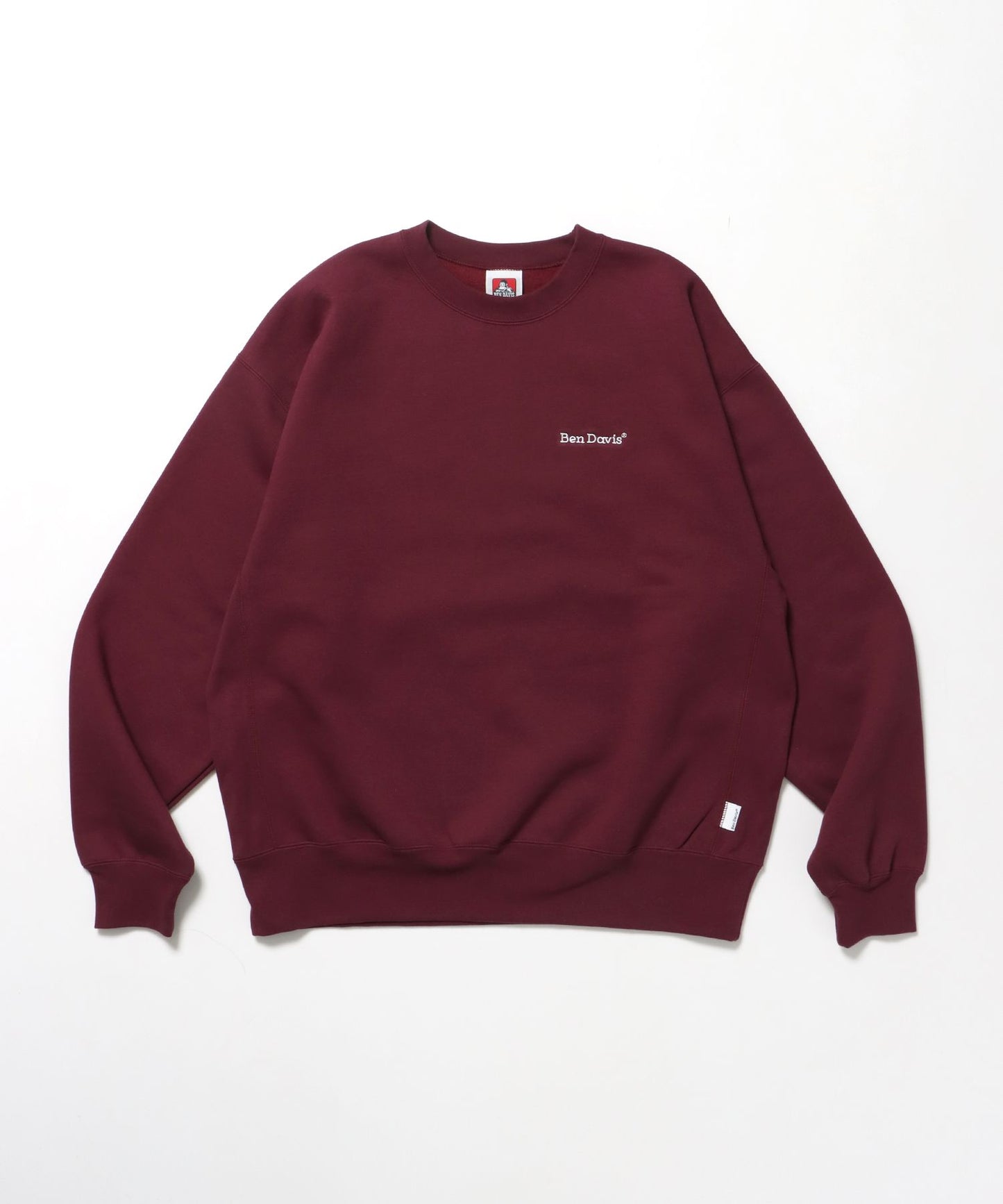 【BEN DAVIS（ベンデイビス）】HEAVY SWEAT CREW / スウェット トレーナー 裏起毛 クルーネック ワンポイント刺繍 バーガンディー