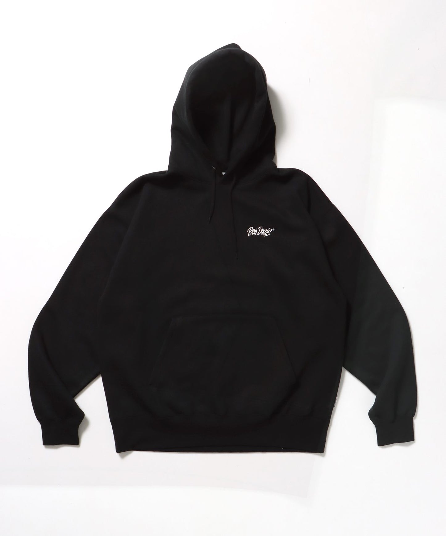 【BEN DAVIS（ベンデイビス）】HEAVY SWEAT HOODIE / パーカー 刺繍 裏起毛 ヘビーウエイト フーディー ワンポイント ブラック