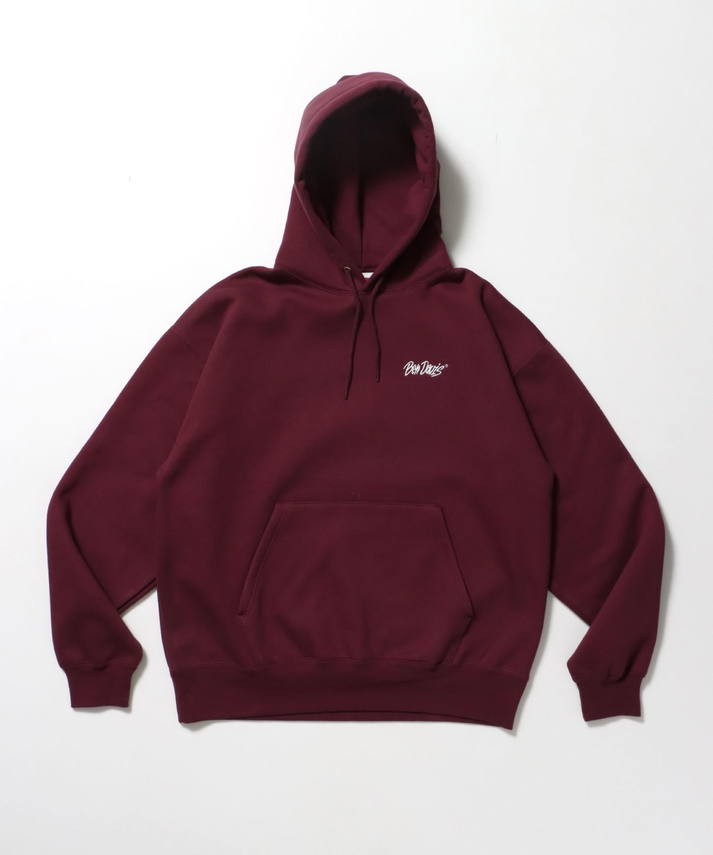 【BEN DAVIS（ベンデイビス）】HEAVY SWEAT HOODIE / パーカー 刺繍 裏起毛 ヘビーウエイト フーディー ワンポイント バーガンディー