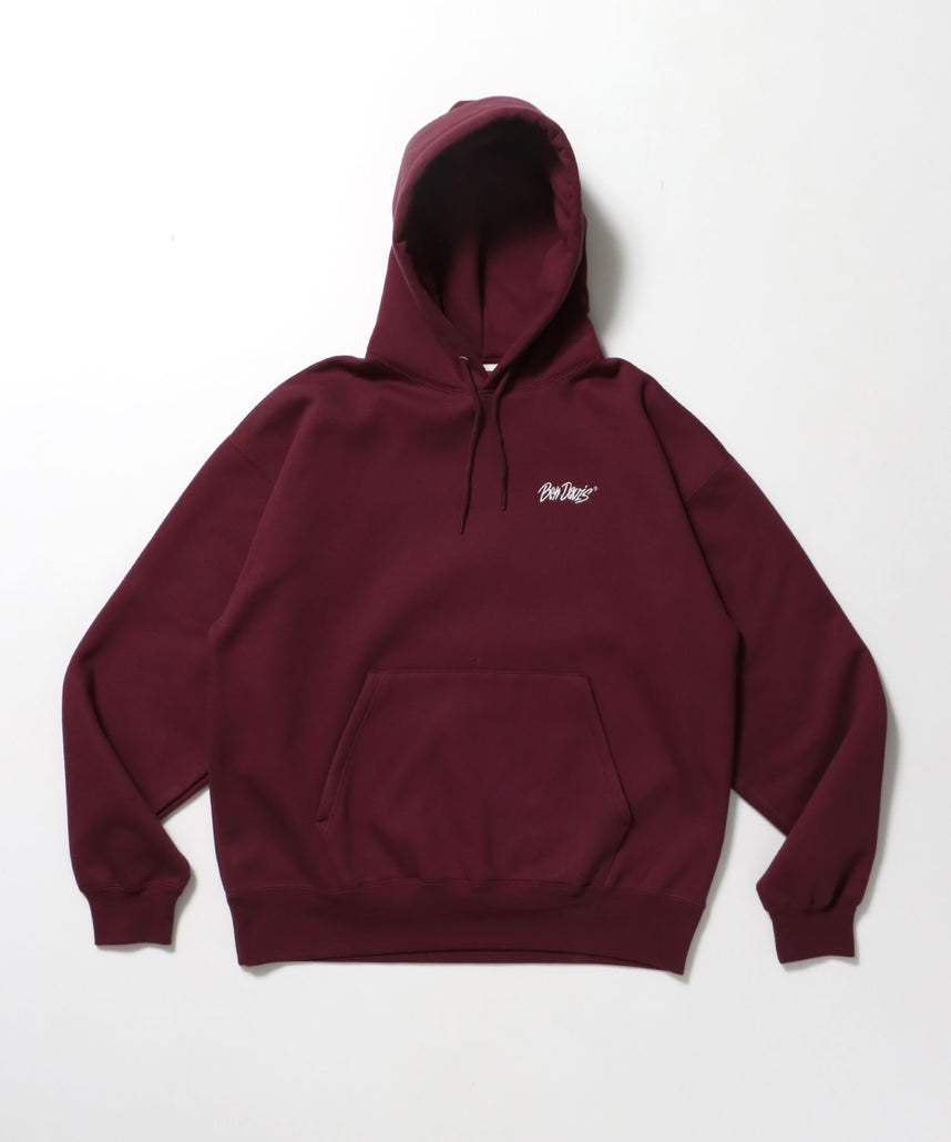 【BEN DAVIS（ベンデイビス）】HEAVY SWEAT HOODIE / パーカー 刺繍 裏起毛 ヘビーウエイト フーディー ワンポイント バーガンディー