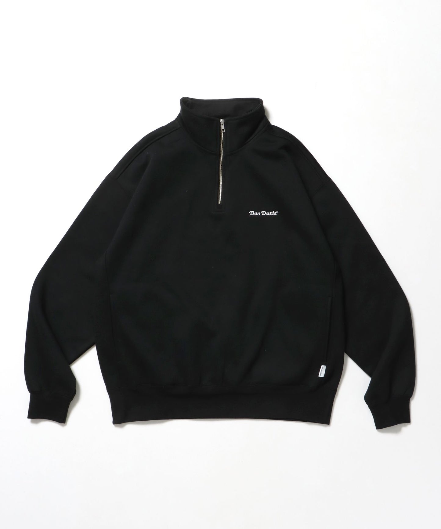 【BEN DAVIS（ベンデイビス）】HEAVY SWEAT HALF ZIP / ヘビースウェット ハーフジップ 裏起毛 ジップ ワンポイント ブラック