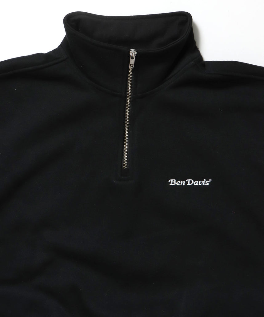 HEAVY SWEAT HALF ZIP / ヘビースウェット ハーフジップ 裏起毛 ジップ ワンポイント ブラック