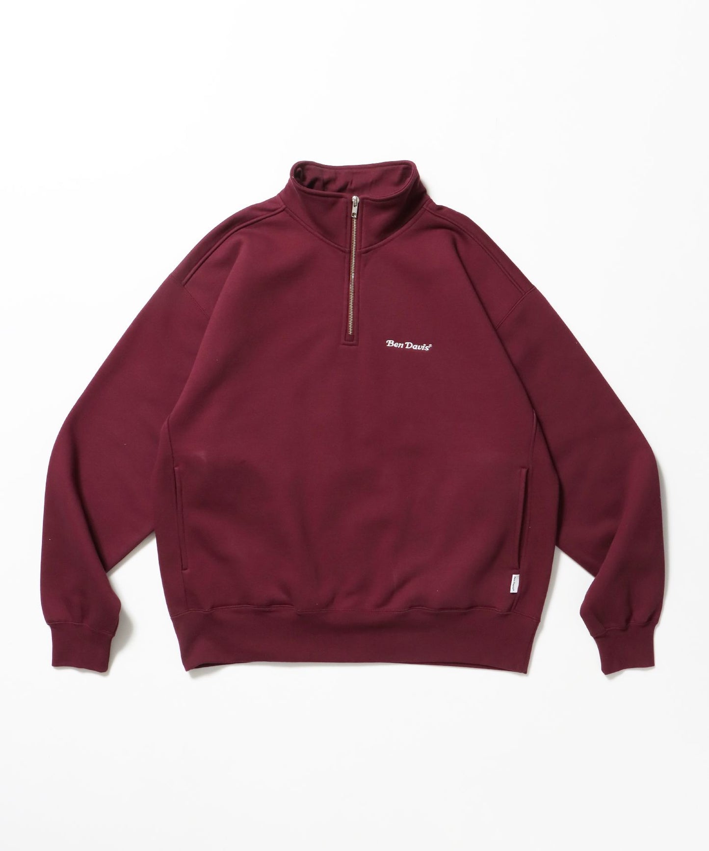 【BEN DAVIS（ベンデイビス）】HEAVY SWEAT HALF ZIP / ヘビースウェット ハーフジップ 裏起毛 ジップ ワンポイント バーガンディー