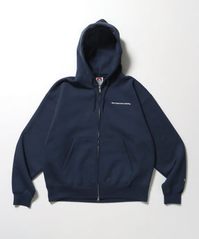 HEAVY SWEAT ZIP HOODIE / パーカー ジップ ワンポイント 刺繍 裏起毛 ブルーグレー