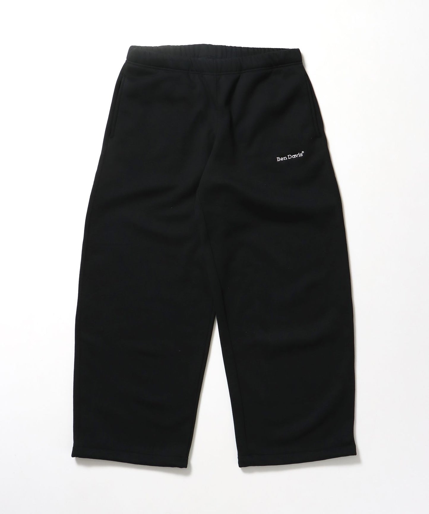 【BEN DAVIS（ベンデイビス）】WIDE CURVE SWEAT PANTS / ワイド カーブパンツ スウェットパンツ 裏起毛 ドローコード 刺繍 ブラック