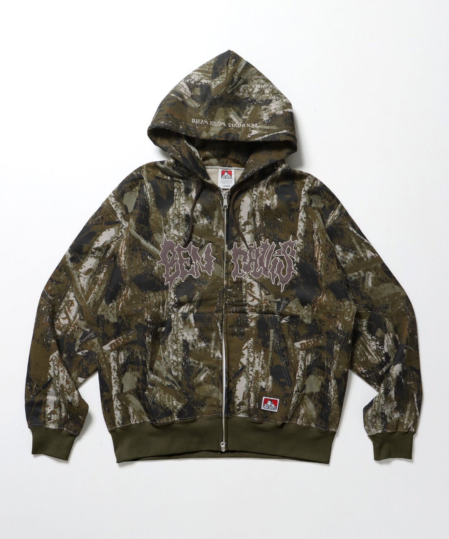 【BEN DAVIS（ベンデイビス）】JAGGED LOGO ZIP HOODIE /パーカー ジップパーカー ダブルジップ 短丈 刺繍 柄80