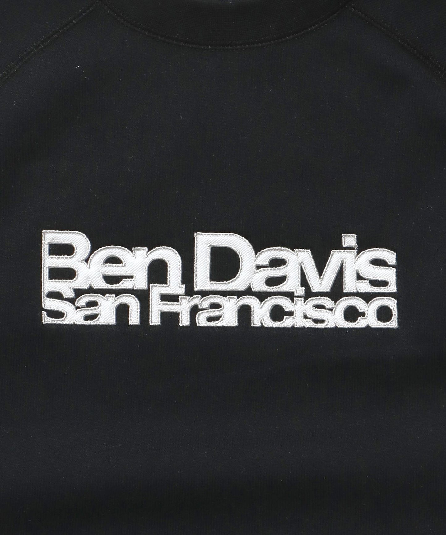 CENTER LOGO RAGLAN CREW (70's FIT) / スウェット ラグラン クルーネック 刺繍 裏起毛 ブラック
