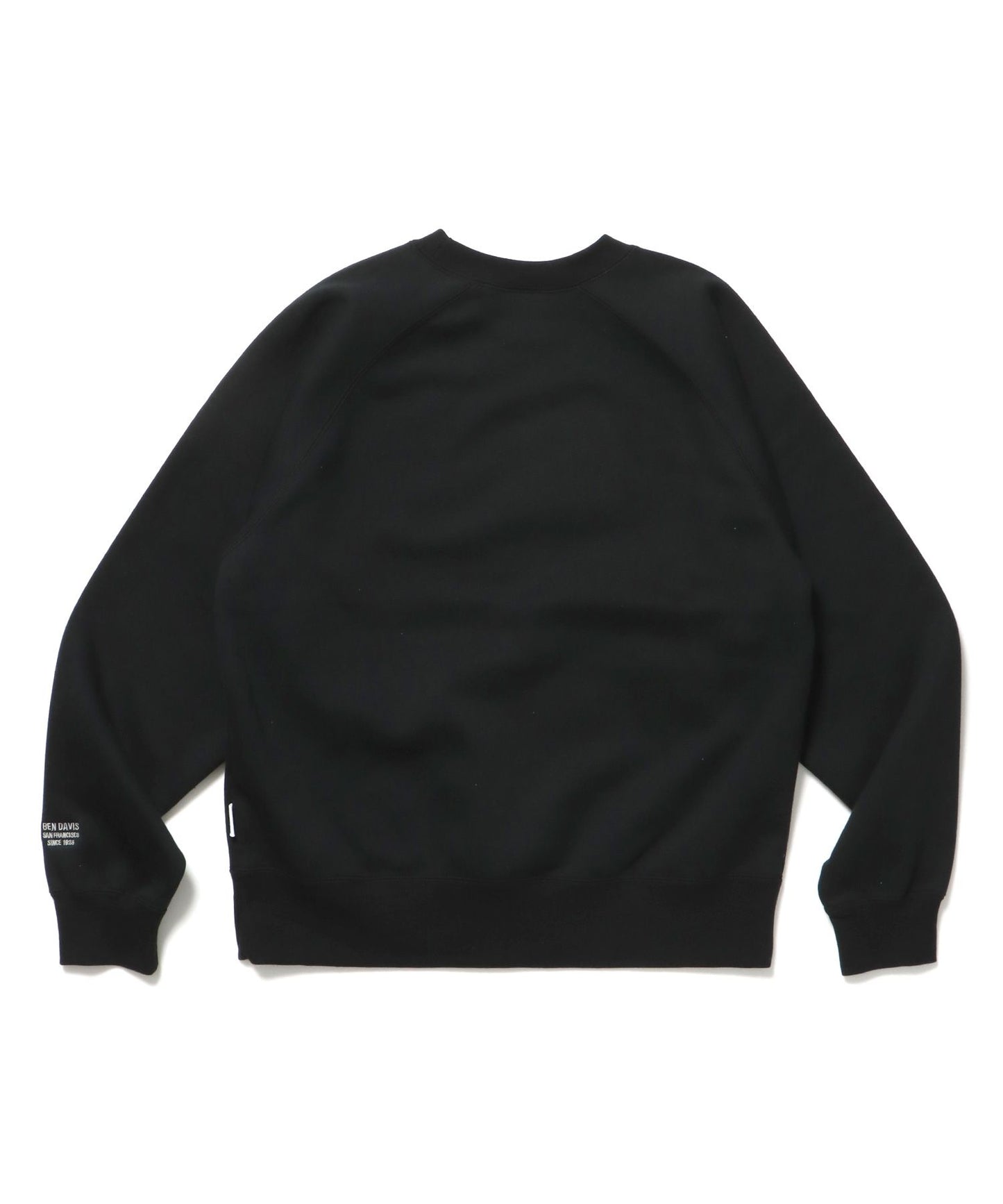 CENTER LOGO RAGLAN CREW (70's FIT) / スウェット ラグラン クルーネック 刺繍 裏起毛 ブラック