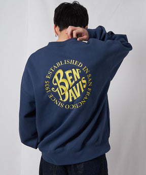 CIRCLE EMB CREW / スウェット ラグラン クルーネック 刺繍 裏起毛 ブルーグレー