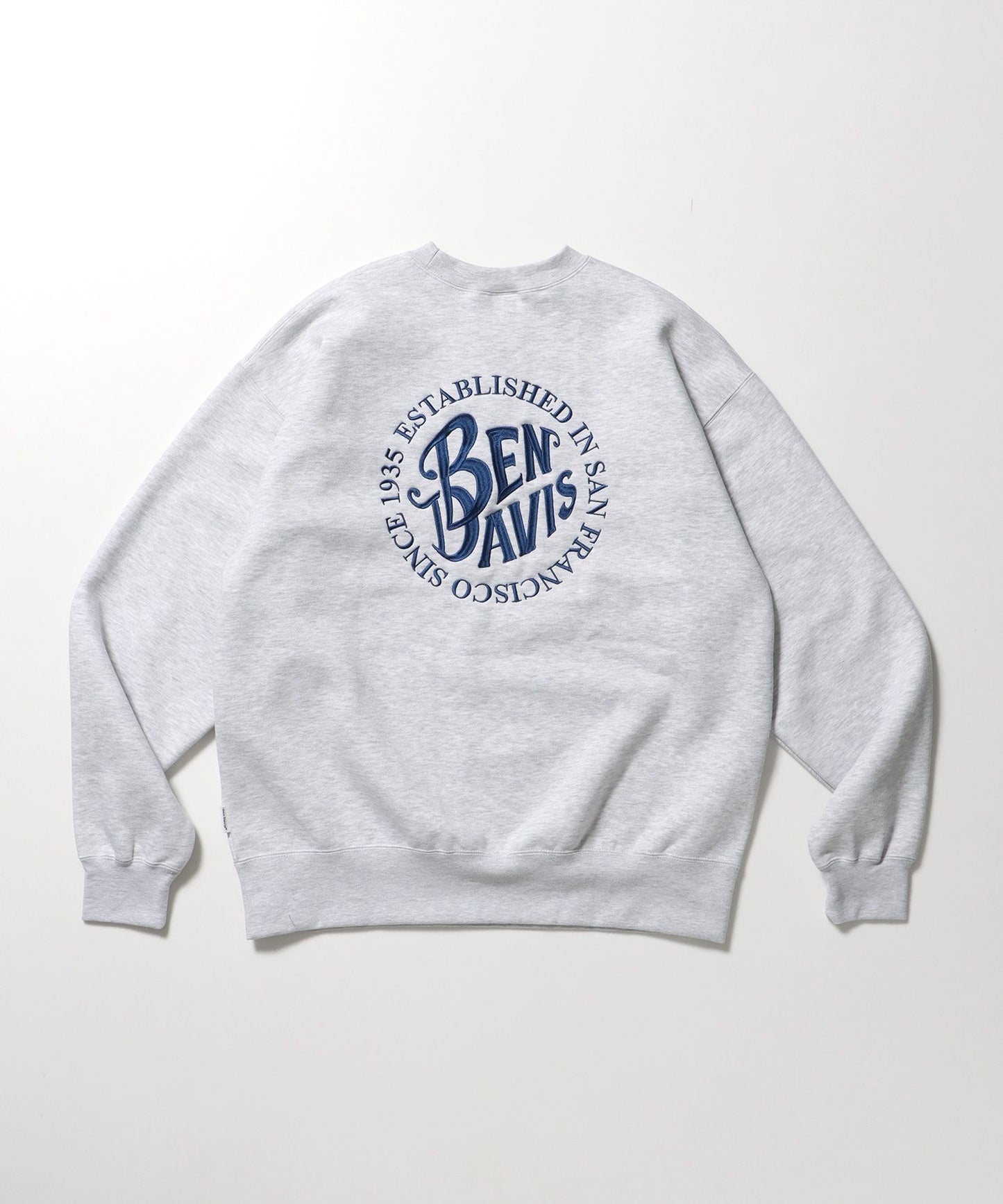 【BEN DAVIS（ベンデイビス）】CIRCLE EMB CREW / スウェット ラグラン クルーネック 刺繍 裏起毛 アッシュグレー