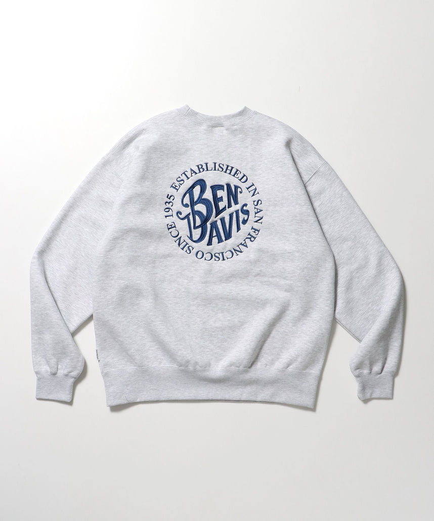 【BEN DAVIS（ベンデイビス）】CIRCLE EMB CREW / スウェット ラグラン クルーネック 刺繍 裏起毛 アッシュグレー