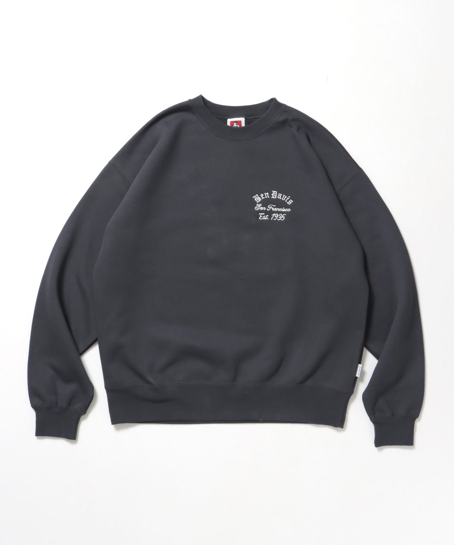 【BEN DAVIS（ベンデイビス）】LOWRIDE EMB CREW / スウェット ラグラン クルーネック 刺繍 裏起毛 ラグラン チャコール