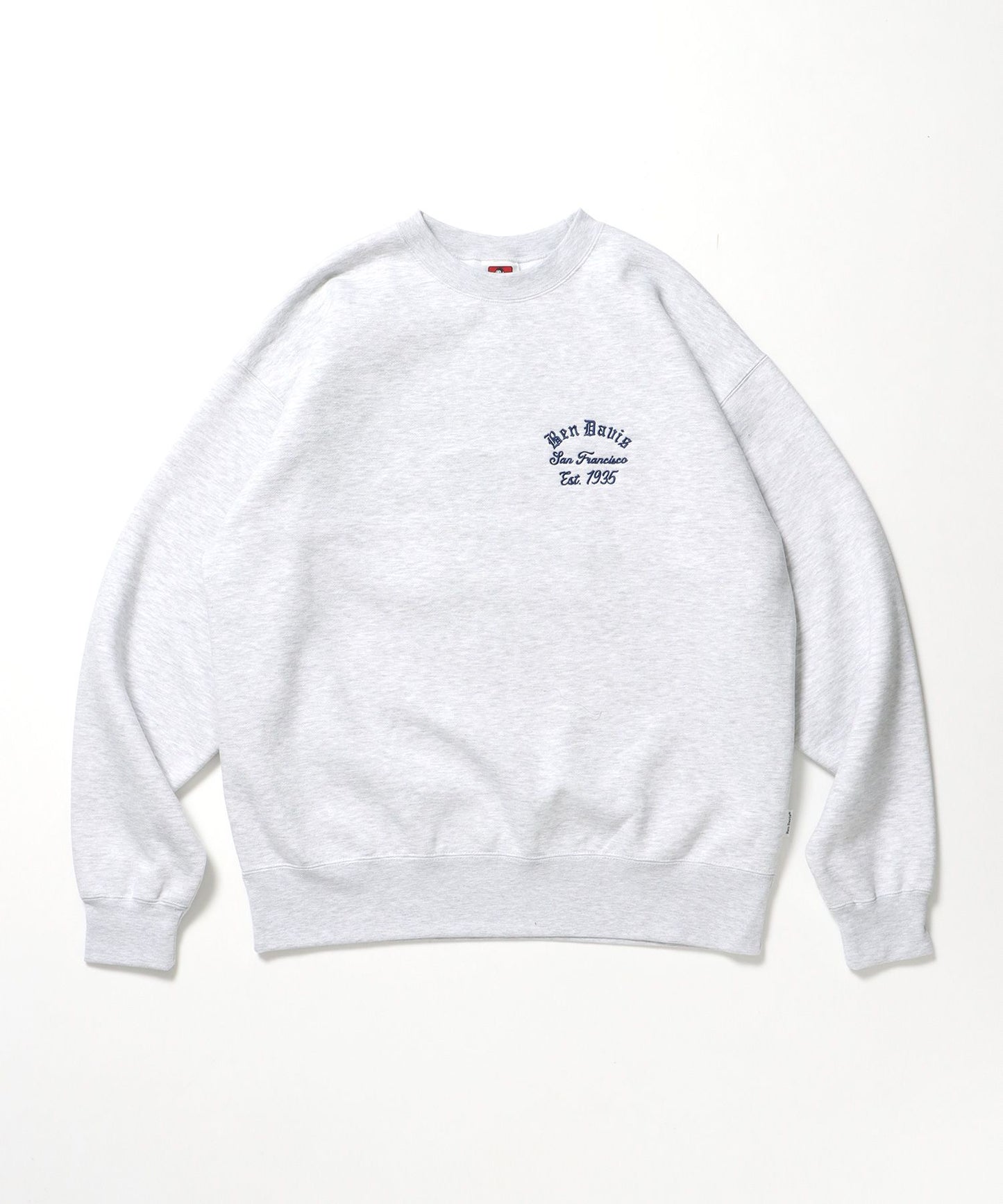 【BEN DAVIS（ベンデイビス）】LOWRIDE EMB CREW / スウェット ラグラン クルーネック 刺繍 裏起毛 ラグラン アッシュグレー