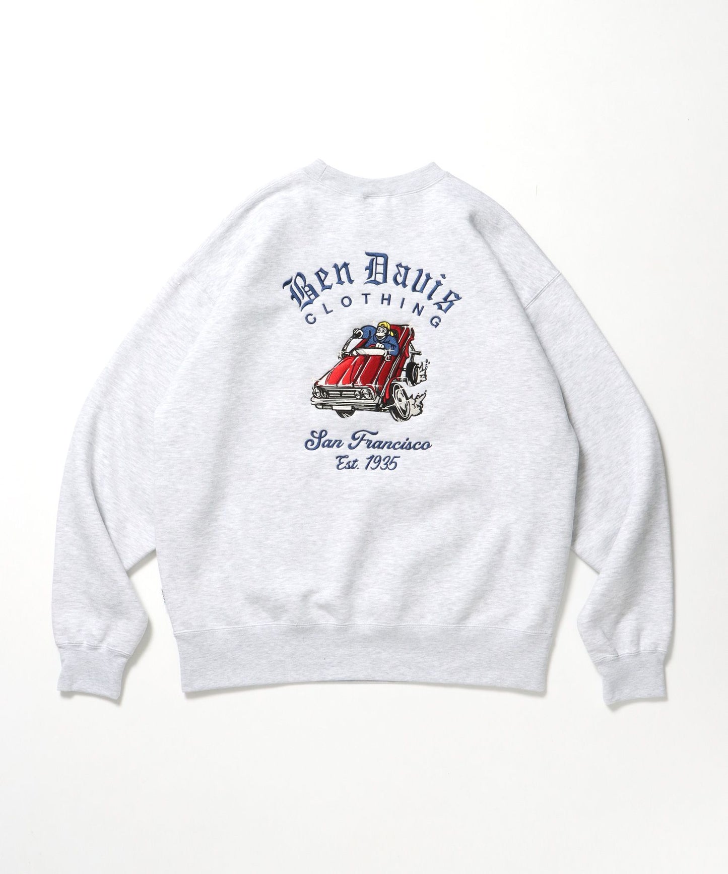 LOWRIDE EMB CREW / スウェット ラグラン クルーネック 刺繍 裏起毛 ラグラン アッシュグレー