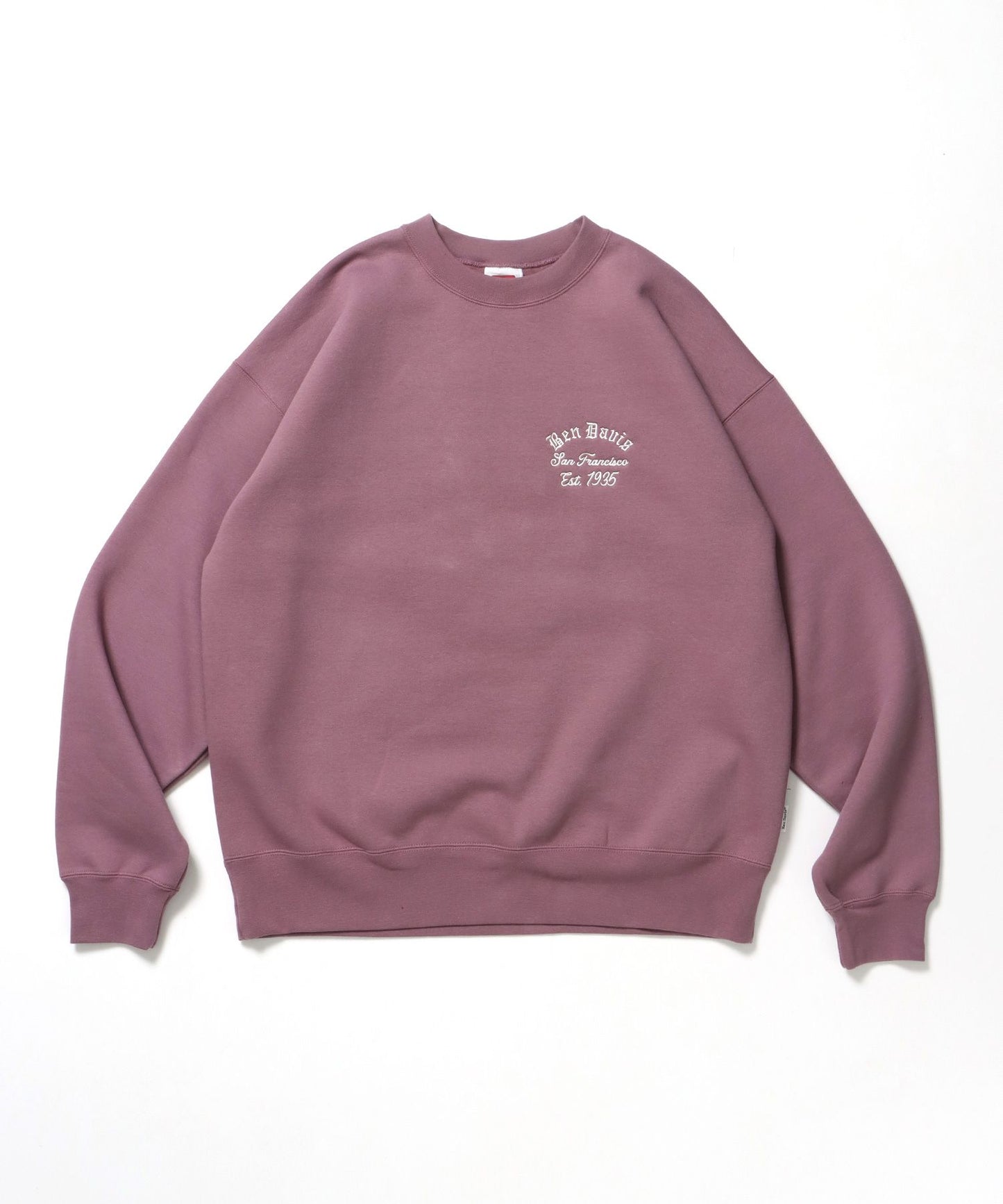 【BEN DAVIS（ベンデイビス）】LOWRIDE EMB CREW / スウェット ラグラン クルーネック 刺繍 裏起毛 ラグラン ピンク