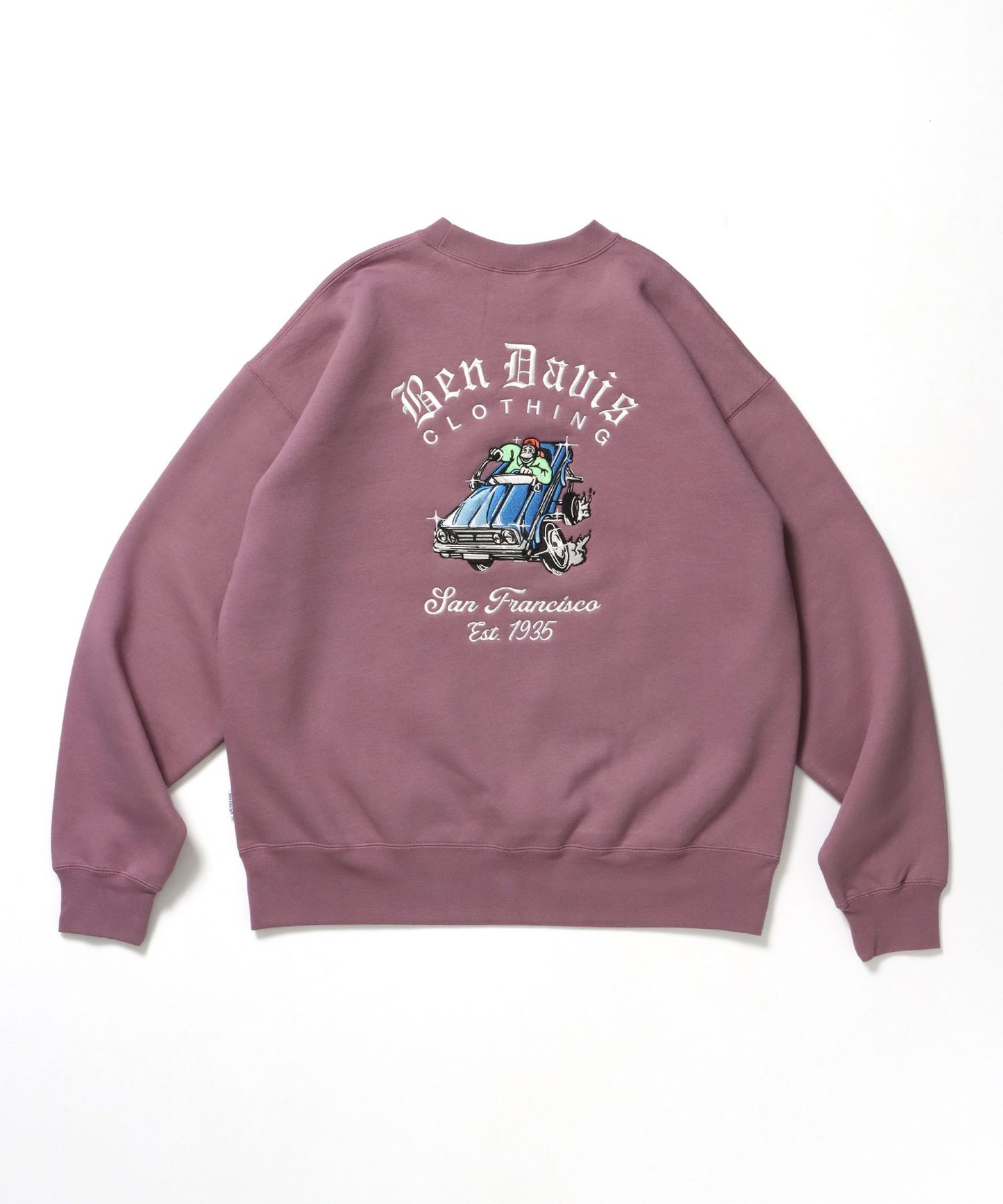 【BEN DAVIS（ベンデイビス）】LOWRIDE EMB CREW / スウェット ラグラン クルーネック 刺繍 裏起毛 ラグラン ピンク