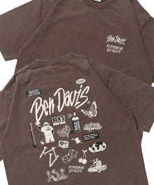 VARIOUS MOTIFS VNTG TEE / Tシャツ クルーネック 半袖 オーバーサイズ ワンポイント 加工 ダークブラウン