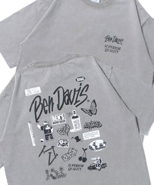 VARIOUS MOTIFS VNTG TEE / Tシャツ クルーネック 半袖 オーバーサイズ ワンポイント 加工 ライトグレー