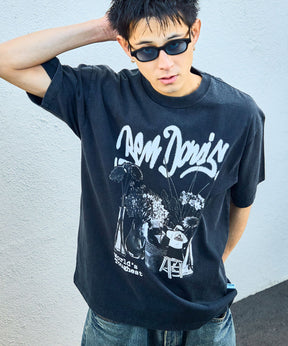 FLOWER VASE VNTG TEE / Tシャツ クルーネック 半袖 オーバーサイズ ワンポイント 加工 ブラック