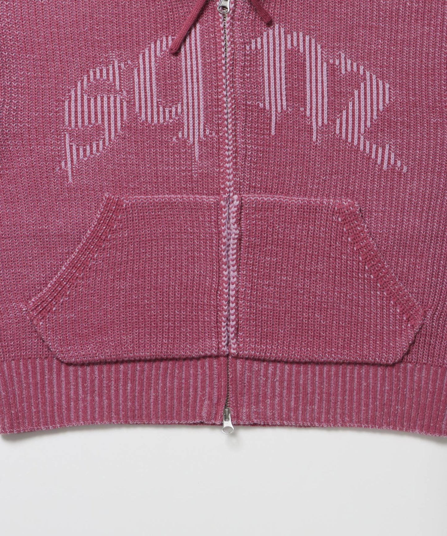 sqnz knit zip p/k / ニット ジップパーカー ダブルジップ フーディ ヴィンテージ 加工 ピンク