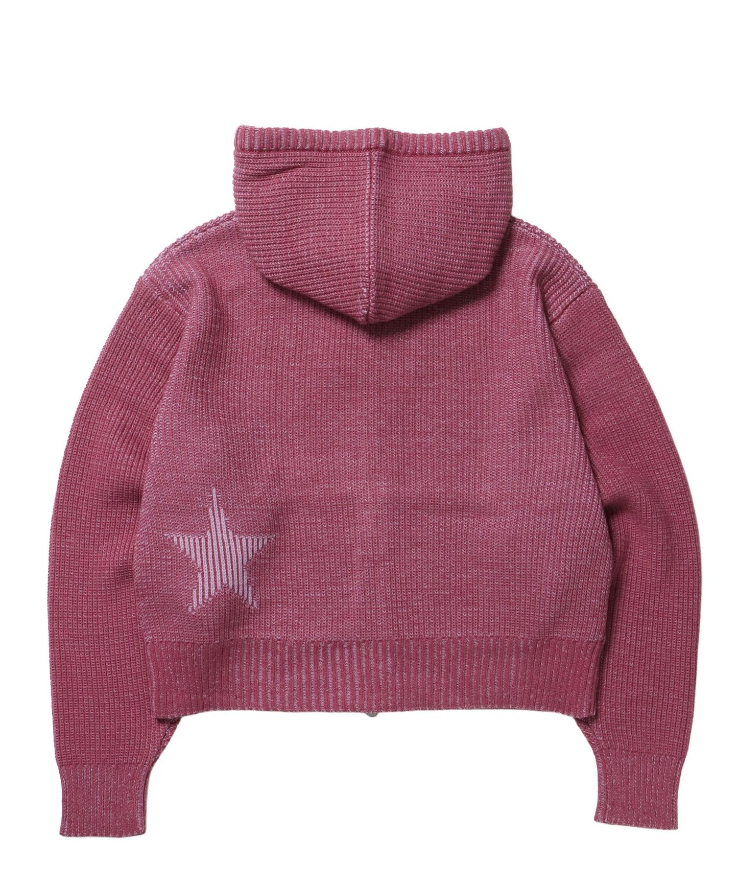 sqnz knit zip p/k / ニット ジップパーカー ダブルジップ フーディ ヴィンテージ 加工 ピンク