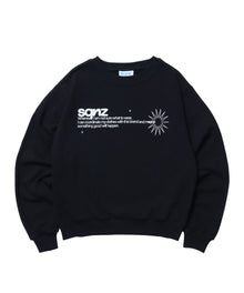 sqnz star studs logo sweat / ワンポイント プリント スウェット クルーネック 裏毛 ブラック