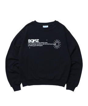 sqnz star studs logo sweat / ワンポイント プリント スウェット クルーネック 裏毛 ブラック