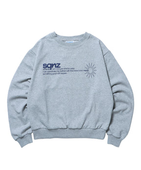 sqnz star studs logo sweat / ワンポイント プリント スウェット クルーネック 裏毛 グレー