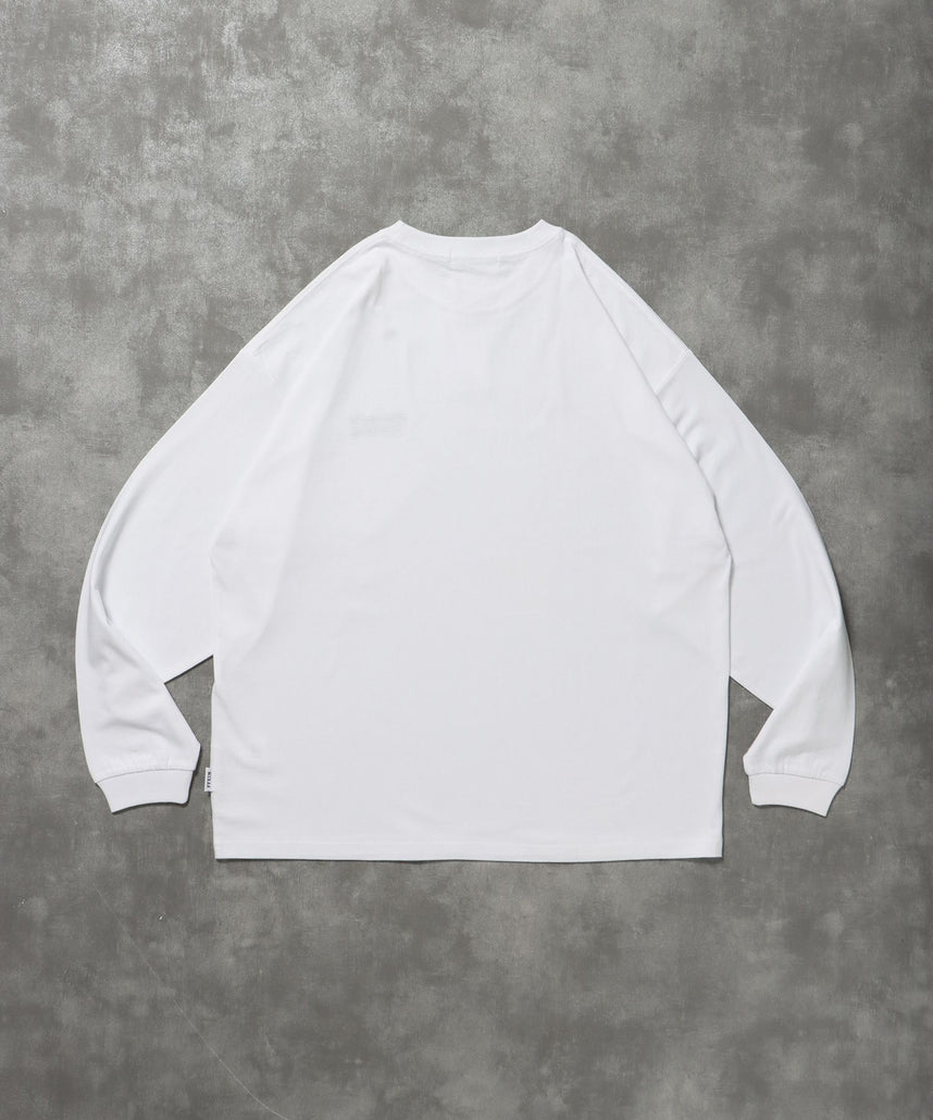 ワンポイントロゴ刺繍ロンT / ロンT 刺繍 ロゴ クルーネック ワンポイント 長袖 ホワイト