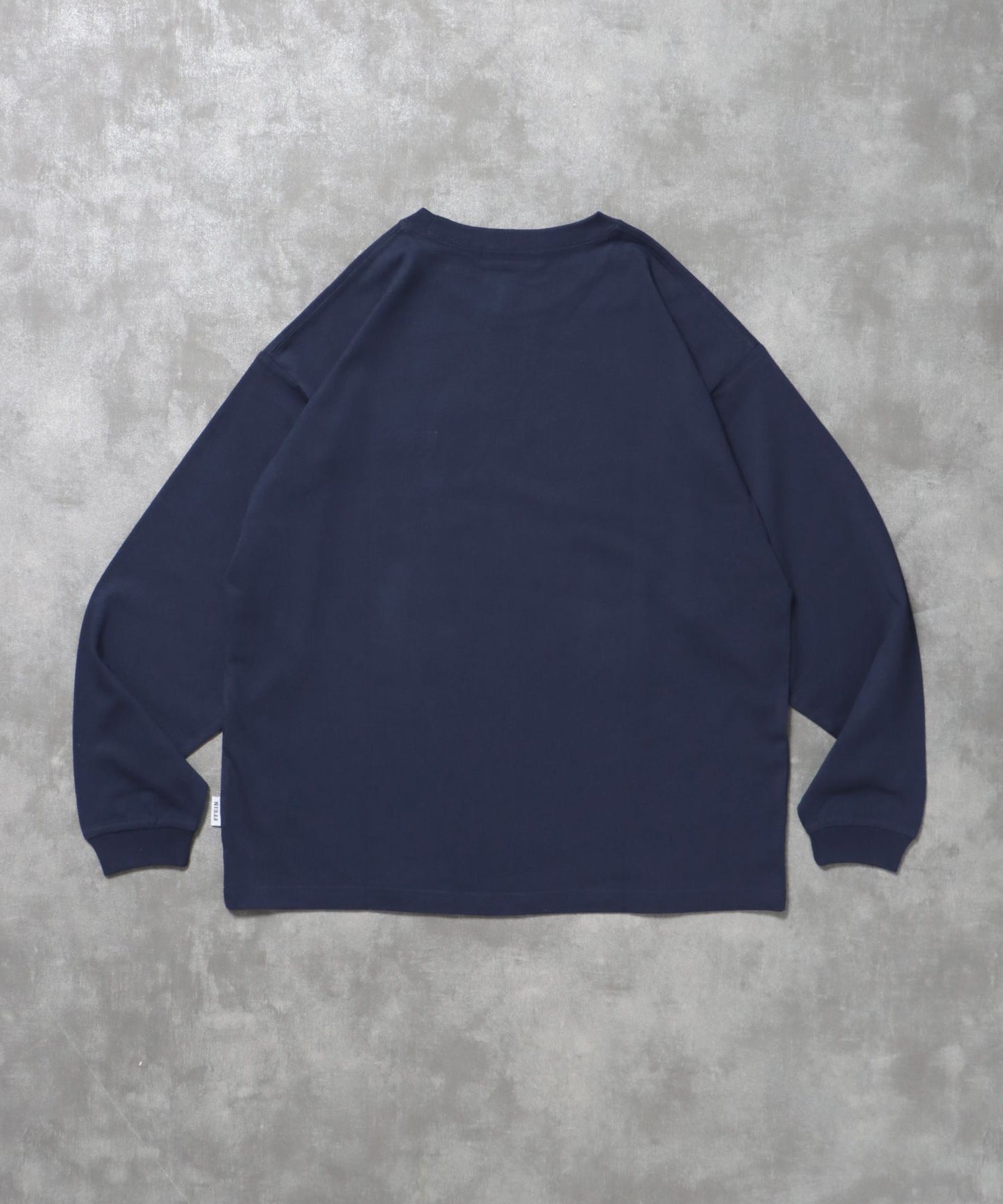 ワンポイントロゴ刺繍ロンT / ロンT 刺繍 ロゴ クルーネック ワンポイント 長袖 ネイビー