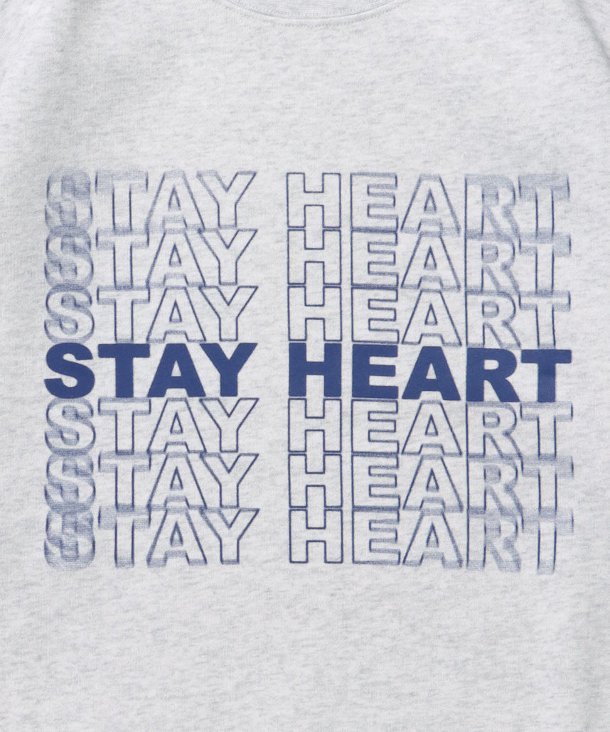 ヘビーウエイトぼかしメッセージロゴスウェット / 裏起毛 スウェット クルーネック プリント アッシュグレー