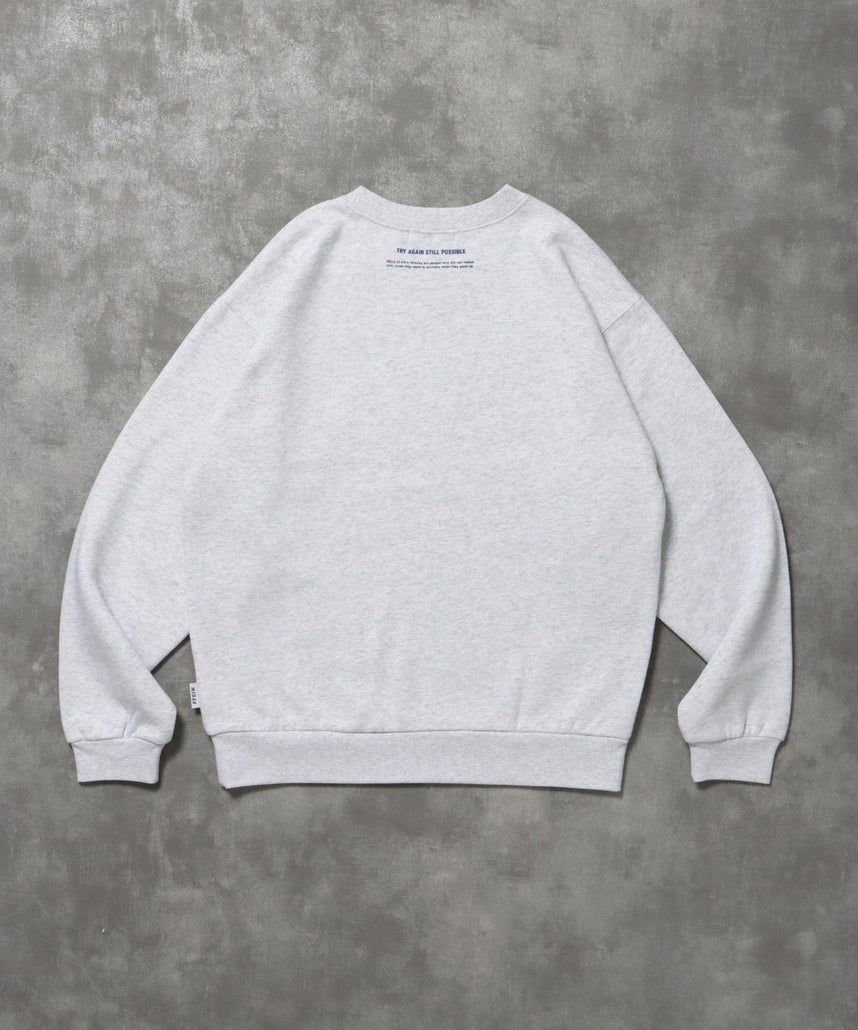 ヘビーウエイトぼかしメッセージロゴスウェット / 裏起毛 スウェット クルーネック プリント アッシュグレー
