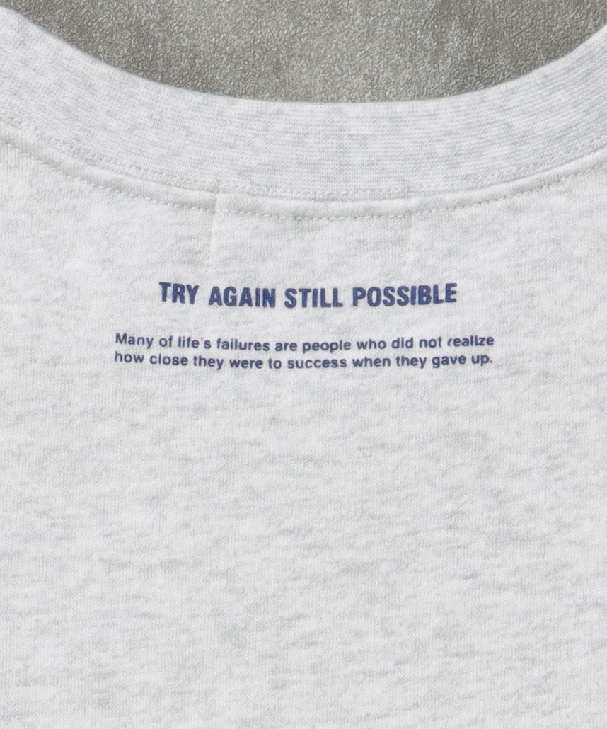 ヘビーウエイトぼかしメッセージロゴスウェット / 裏起毛 スウェット クルーネック プリント アッシュグレー