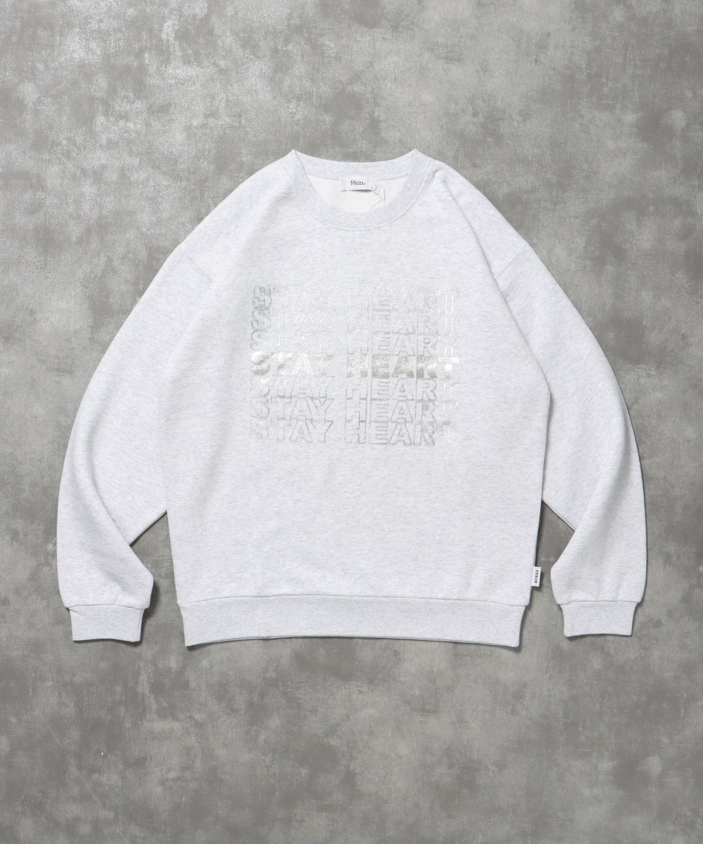 【FFEIN(フェイン)】ヘビーウエイトぼかしメッセージロゴスウェット / 裏起毛 スウェット クルーネック プリント 柄80