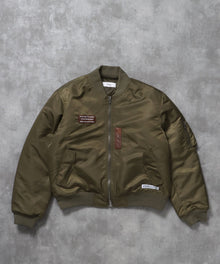 レザーパッチMA-1加工 / MA-1 ジャケット レザーパッチ ミリタリー カーキ