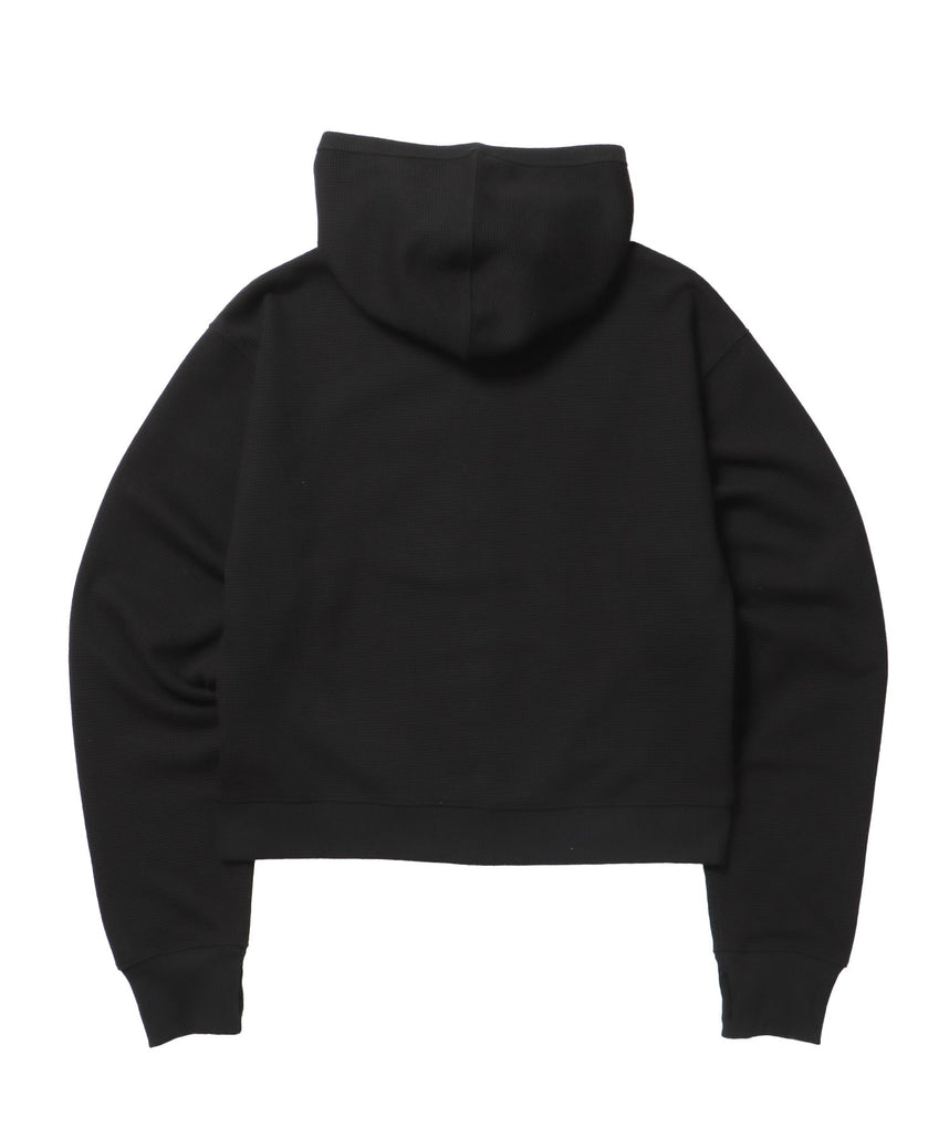 THERMAL LADIES ZIP UP LADIES / ワッフル レディース ジップパーカー サーマル ダブルジップ フーディ ブラック