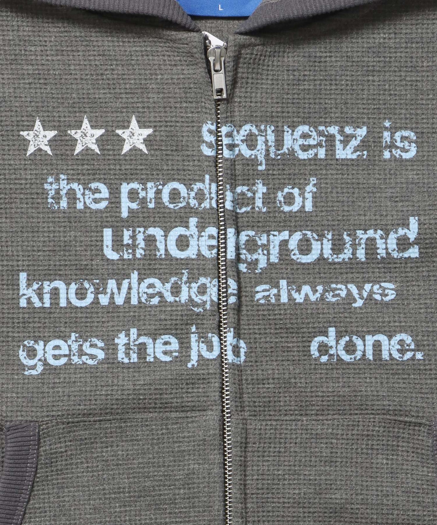 THERMAL LADIES ZIP UP LADIES / ワッフル レディース ジップパーカー サーマル ダブルジップ フーディ グレー