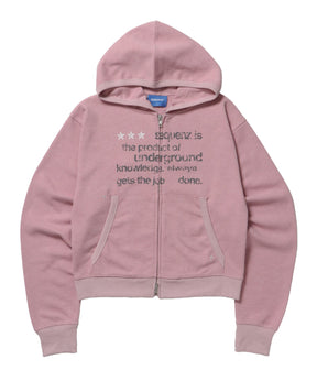 THERMAL LADIES ZIP UP LADIES / ワッフル レディース ジップパーカー サーマル ダブルジップ フーディ ピンク
