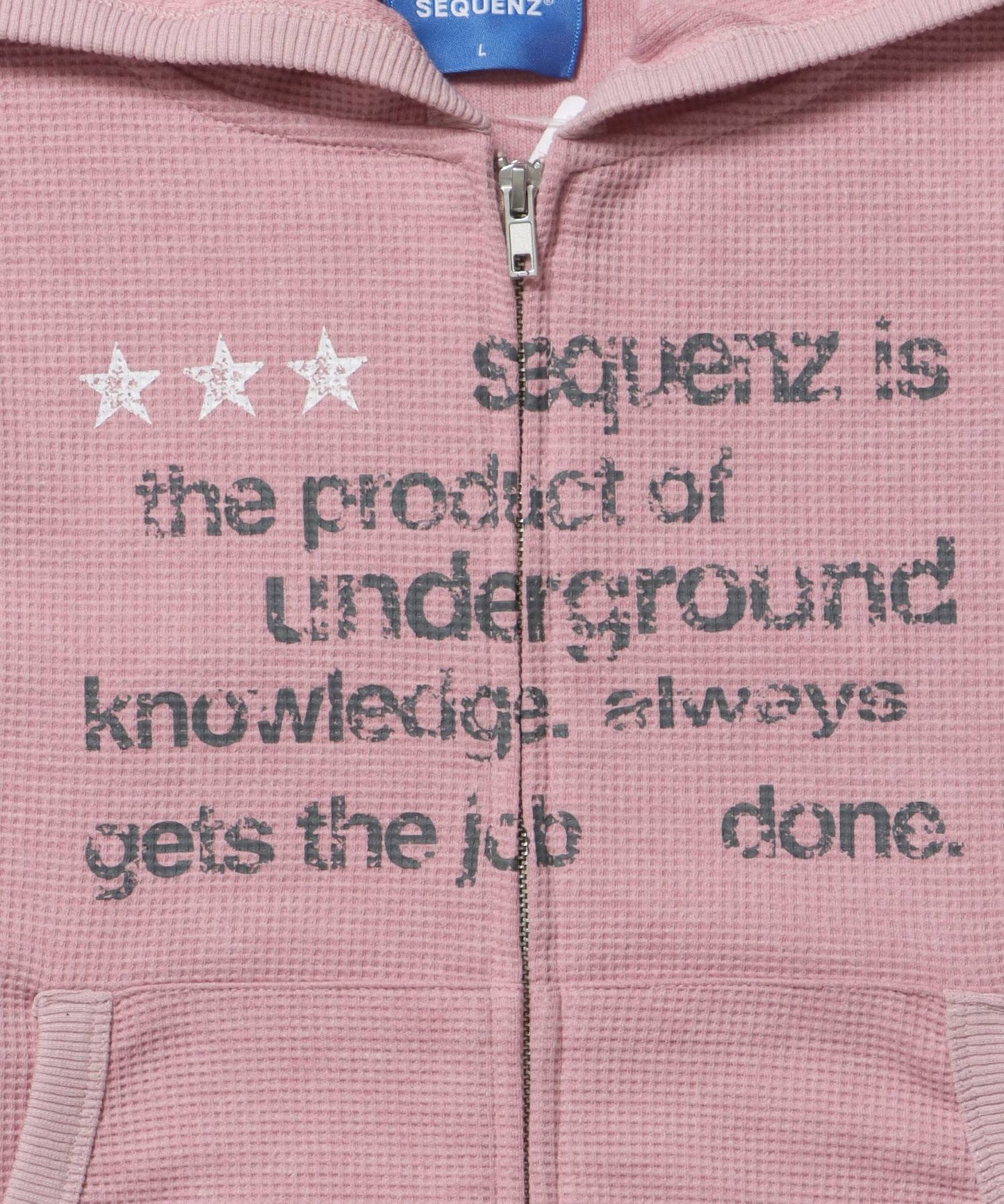 THERMAL LADIES ZIP UP LADIES / ワッフル レディース ジップパーカー サーマル ダブルジップ フーディ ピンク