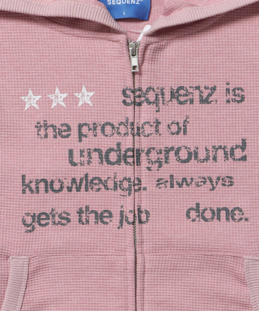 THERMAL LADIES ZIP UP LADIES / ワッフル レディース ジップパーカー サーマル ダブルジップ フーディ ピンク