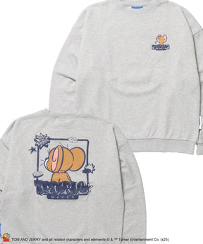 TJ GRAFFITI C/N SWEAT オーバーサイズ プリント ビッグシルエット 裏起毛 長袖 クルーネック アッシュグレー
