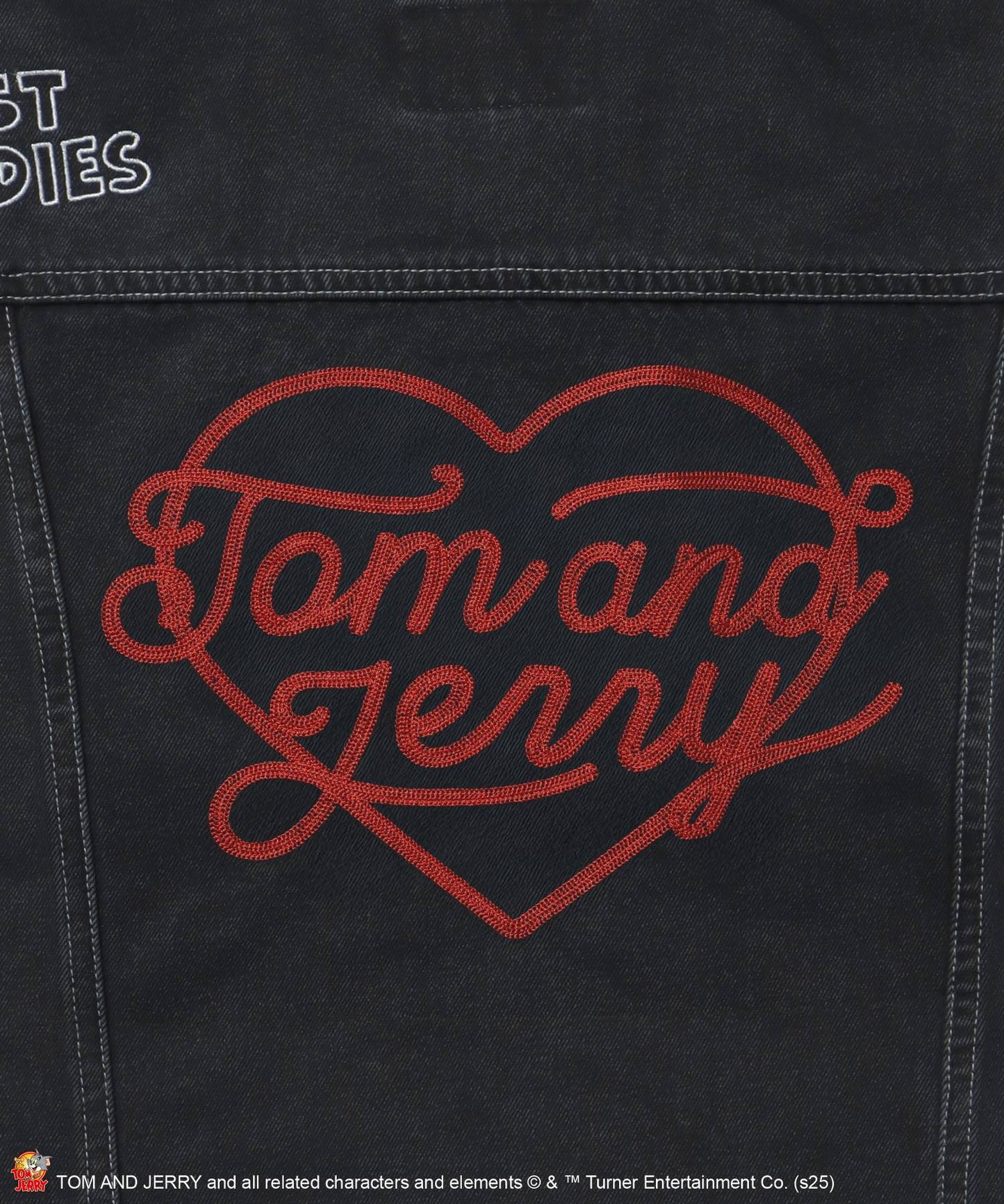 TJ CHAIN EMB.DENIM JACKET / オーバーサイズ デニム ジャケット 刺繍 アウター ブラック