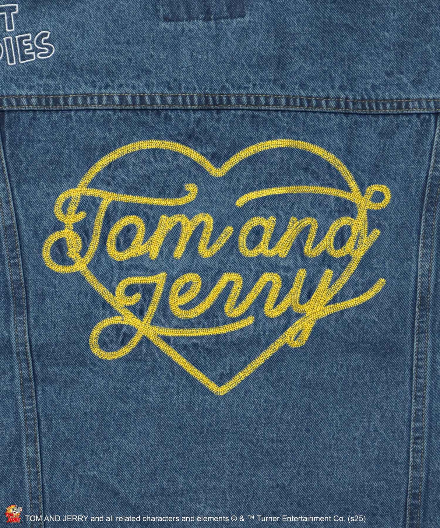 TJ CHAIN EMB.DENIM JACKET / オーバーサイズ デニム ジャケット 刺繍 アウター ネイビー