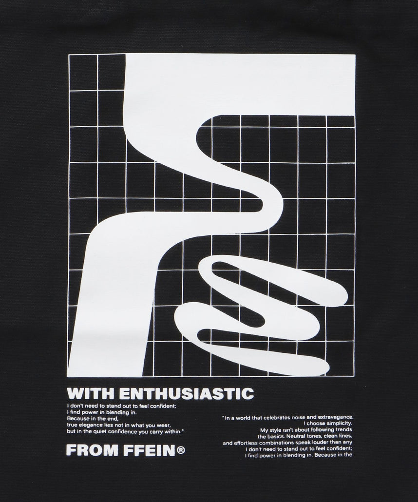 グラフィックプリントトートバッグ / 11.5オンス コットンキャンバス トート ブラック